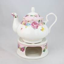 Spray Rose Butterfly Teapot with Warmers