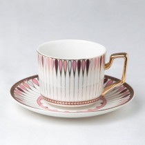 Pink Drop Coffee cup Saucer, Set of 4
