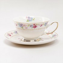 Sara Floral Tea Cups and Saucers, Set of 4
