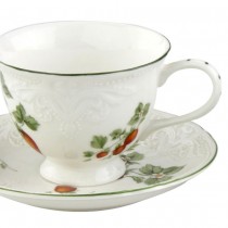Strawberry Embossed Teacup Saucer, Set of 2 Gift Boxed