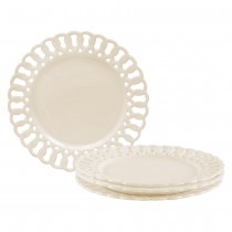 White Heirloom Dinner Plates, Set of 4
