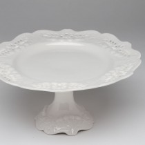 White Victorian 10.5-in Footed Cake Stand.S/2
