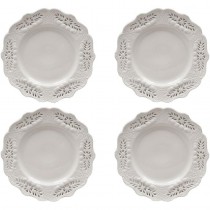 White Victorian Dinner Plates, Set of 4