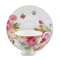 Sandra's Rose Cups and Saucers Set, Set of 4