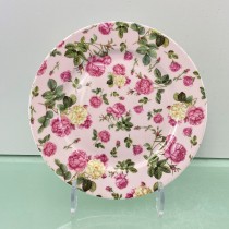 Pink Rose Chintz 8" Salad  Plates, Set of 4