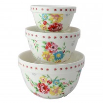 Shabby Rose 3 Piece Mixing Bowl Set