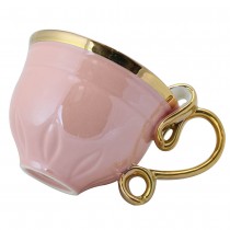 Pink Luster Gold Handle Mug. Set of 2