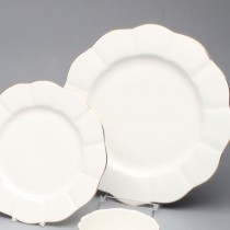 White Gold Scallop Salad Plates, Set of 4