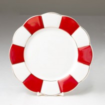 Red Gold Scallop Salad Plates, Set of 4