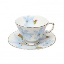 Blue Iris Cup Saucer, Set of 2 Gift Boxed