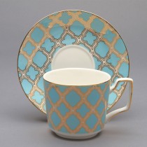 Blue Debra Coffee Cup Saucer, Set of 4