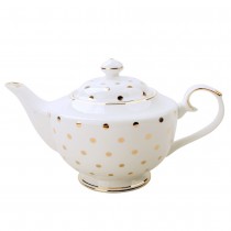White Gold Polka Dots Teapot
