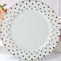 White Gold Polka Dots  Dinner Plates, Set of 4