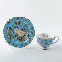 Floral Mist Blue Teacup Saucer, Set of 4