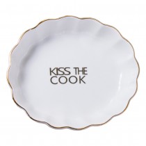 Metallic Oval Trinket Dishes "Kiss the Cook" 2 Piece Set
