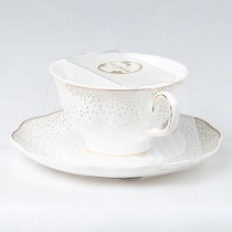 Spray Dots Tea Cup Saucer, Set of 4
