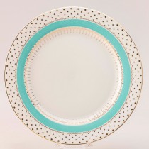Green Gold Pin Dot Dinner Plates, Set of 4