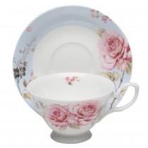 French Garden Tea Cup Saucer. Set of 4