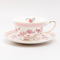Pink Rose/Pink Tea Cups and Saucers, Set of 4