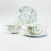 Dragonfly Garden Coffee Cup Saucer, Set of 4 