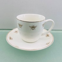 Gold Bee Tea/Coffee Cup Saucer, Set of 2