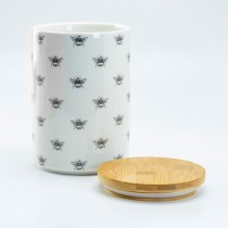 Black Bee 7-in Canister, Bamboo Lid