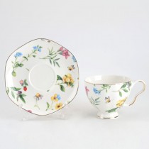 Garden Joy Scallop Tea Cup Saucer, Set of 4