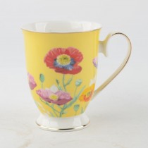 Poppy Yellow Footed Mug, Set of 4