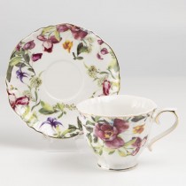 Orchid Teacup Saucer, Set of 4