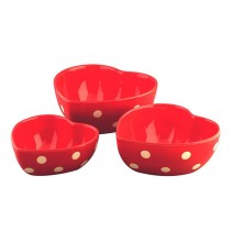 Red Hear Shape 3 Piece Mixing Bowls