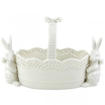 Hand Crafted White Bunny Basket