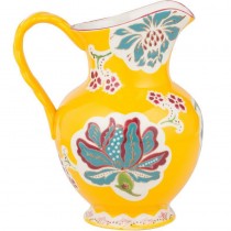 Yellow/Blue Floral Hand Crafted Pitcher/Vase
