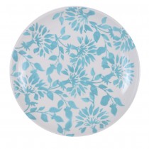 Turq Leaves Hand Painted 8 Inch Salad Plates, Set of 4