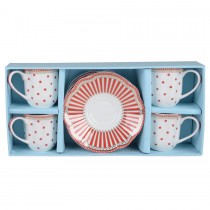 Red Josephine Espresso Cups and Saucers, Set of 4 Gift Boxed