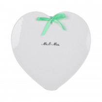 Mr. & Mrs 7 Inch Heart Dish with Ribbon Tied, Set of 4