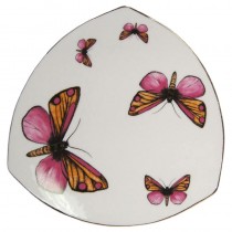 Pink Butterflies Triangle Salad Plates, Set of 4