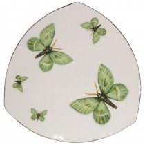 Green Butterflies Triangle Salad Plates, Set of 4