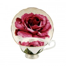 Purple Rose Dotty Gold Tea Cup Saucer Single Set