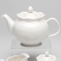 White Pierced and Embossed Rose Teapot