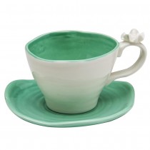 Mint Miss Daisy Tea Cups and Saucers, Set of 4