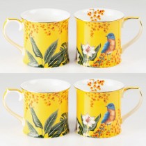 Tropical Bird Coffee Mugs, Set of 4