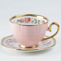 Pink Gold Teacup Saucer, Set of 4