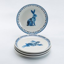 Blue Fork Bunny Salad Plates, Set of 4