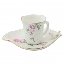 Crafted Gold Songbird Demi Cup Saucer, Set of 4