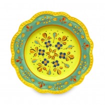 Blue Green Floral Hand Painted/Crafted Salad Plates, Set of 4