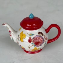Texture Red Floral Teapot