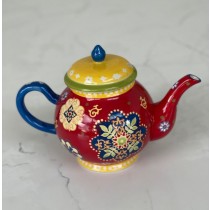 Hand Painted Red Farm House Teapot