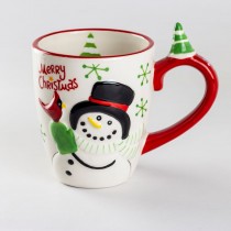 Snowman and Cardinal Ceramic Mug, Set of 4