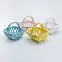 Hand Crafted 4 Pale Color Twist Basket, Set of 4