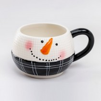 Black  Snowman Ceramic Mug, Set of 2